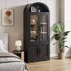 Arched Bookcase with Doors Tall Bookshelf Display Storage Shelves 71.4in Deep Wooden Cabinet Farmhouse Bookcases - 4 of 4