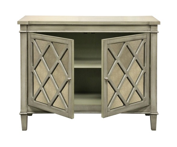 Belmont 2 Door Antiqued Mirrored Console Table Beige - Stylecraft