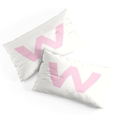 Deny Designs King April Lane Art Block Pink Monogram W Microfiber Printed Pillow Sham