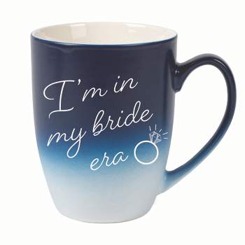Elanze Designs I'm In My Bride Era Two Toned Ombre Matte 10 ounce New Bone China Coffee Tea Cup Mug For Your Favorite Morning Brew, Navy Blue and