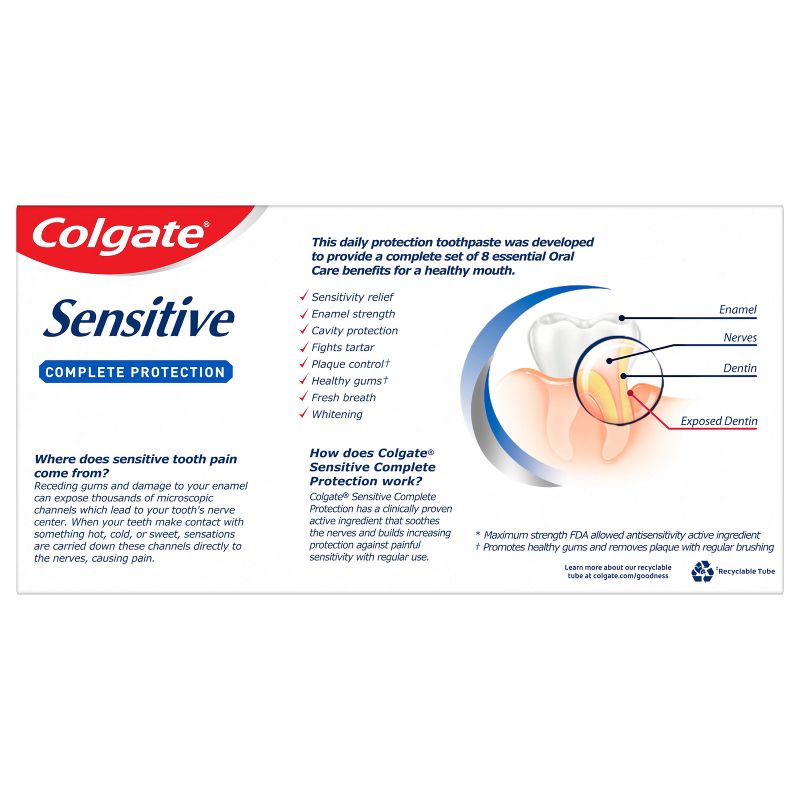 Colgate Sensitive Toothpaste Complete Protection - 6oz/2pk, 3 of 7