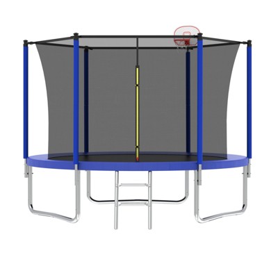 VisioGear Trampolines, Trampoline with Safety Enclosure Net, Trampoline with Basketball Hoop, Blue, 120"*120"*96.85"