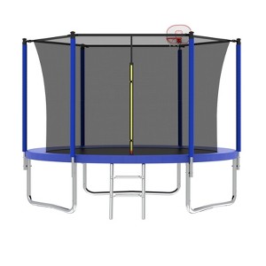 VisioGear Trampolines, Trampoline with Safety Enclosure Net, Trampoline with Basketball Hoop, Blue, 120"*120"*96.85" - 1 of 4