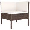 vidaXL 6 Piece Patio Lounge Set with Cushions Poly Rattan Brown - 3 of 4