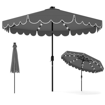 Tangkula 9.3 FT Solar Patio Umbrella w/ 32 LED Lights & Tilt Adjustment