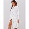 cheibear Women's Lounge Robe Soft Warm Flannel Plush Fluffy Bathrobe with Belt and Pockets - 2 of 4