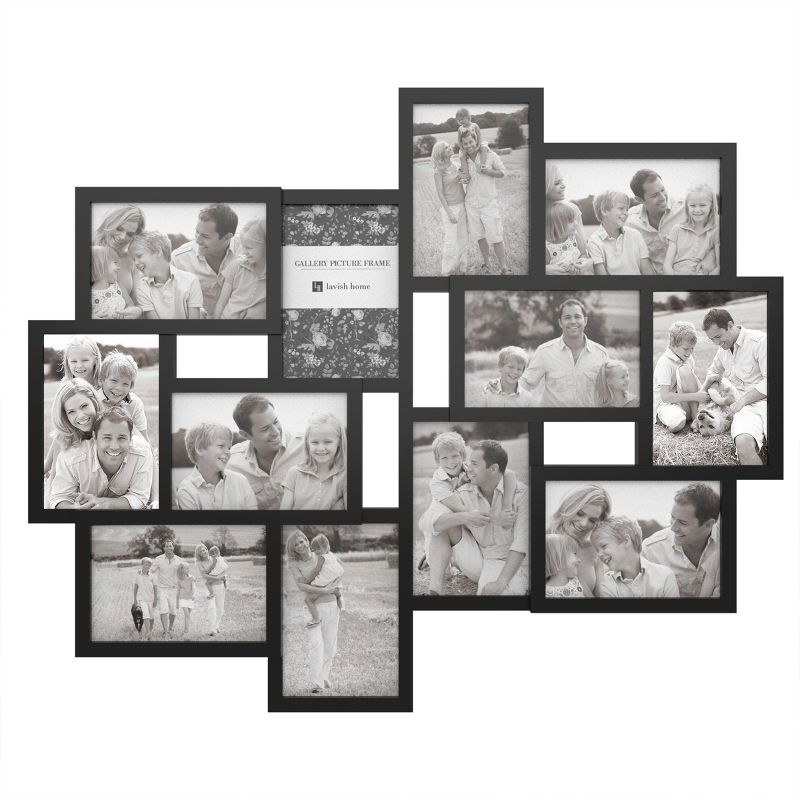12-Photo Picture Frame Collage - Multi-Picture Wall-Mounted Display Gallery with 12 Openings for 4x6-Inch Photos or Pictures by Lavish Home (Black), 2 of 7