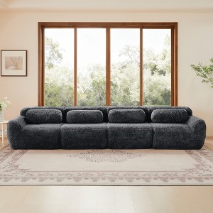 AENKYO 149" Oversized 4-Seater Sectional Sofa, Convertible Sleeper - No Assembly Required for Living Room Sofa, Chocolate - 1 of 4