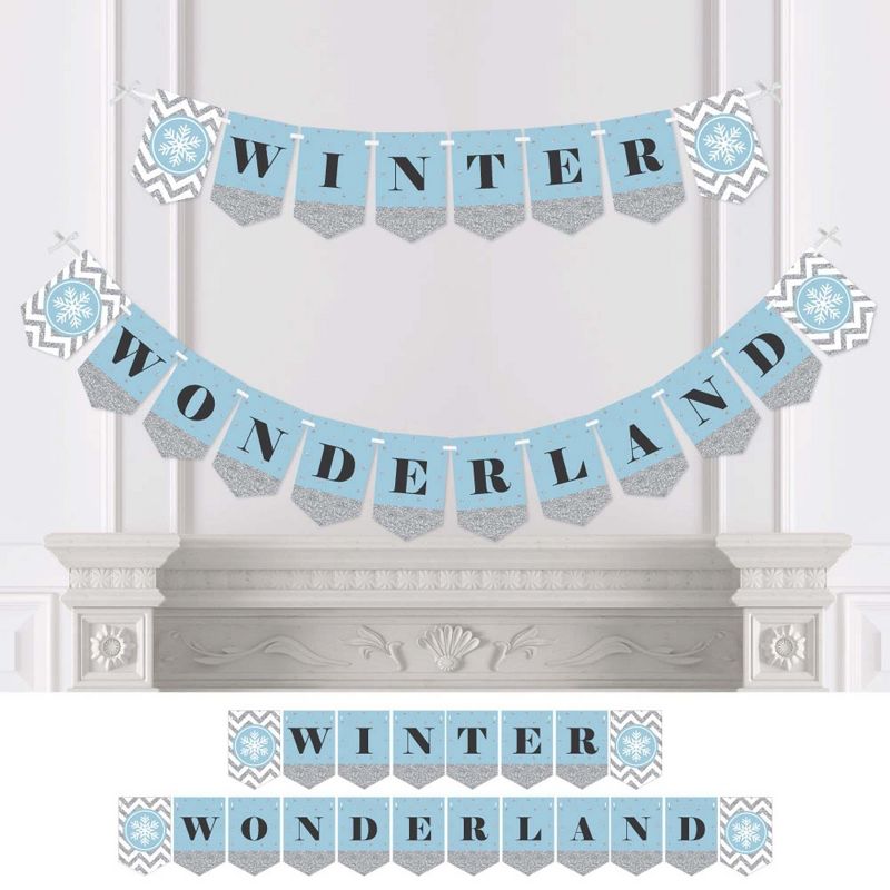 Big Dot of Happiness Winter Wonderland - Snowflake Holiday Party and Winter Wedding Bunting Banner - Snowflake Party Decorations - Winter Wonderland, 1 of 5