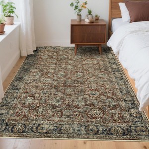 Vintage Living Room Rug 8x10 Area Rugs Non Slip Washable Bedroom Rugs, Low Pile Stain Resistant Soft Carpet for Dining Room Living Room - 1 of 4