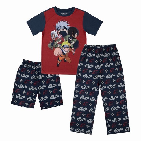 Naruto Youth 3-Piece Sleep Set with Tee Shirt, Shorts, and Sleep Pants-  Small