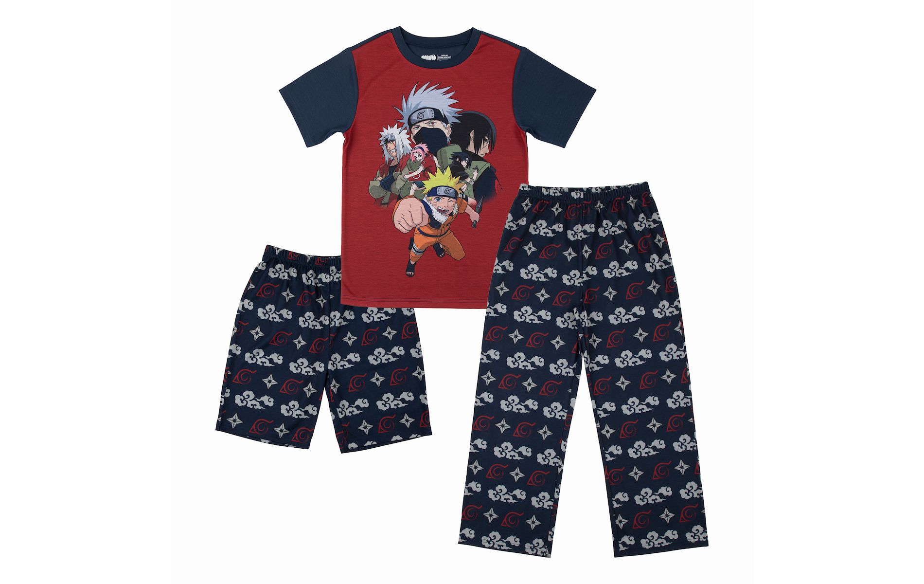 Naruto Youth 3-Piece Sleep Set with Tee Shirt, Shorts, and Sleep Pants