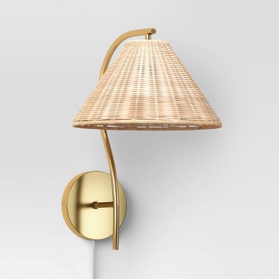 Rattan Wall Sconce Light Brass - Threshold™