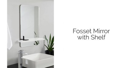 White Rectangular Frameless Vanity Mirror with Shelf