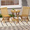 Tangkula Patio Folding Side Table 23.5" Teak Wood Round End Table Fully Assembled Natural - 3 of 4