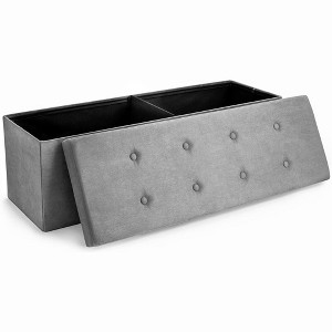 Sorbus Collapsible Bench Ottoman With Cover - Faux Suede - 1 of 4