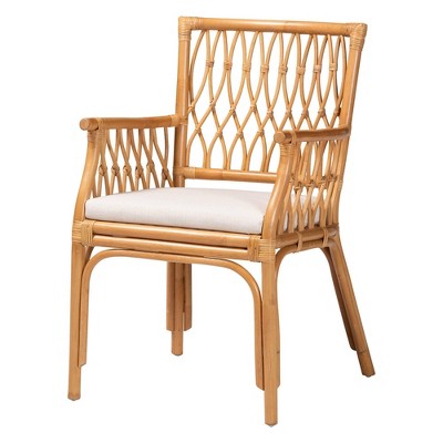 Handcrafted White Rattan Bohemian Accent Chair
