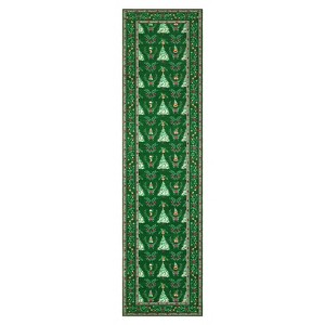 Promotion Sale! ft Christmas Runner Rug, Red Polyester, Christmas Tree Print, Machine Washable, Non-Slip, Indoor Hallway - 1 of 4