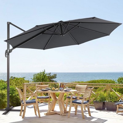 Sonkuki Outdoor 11FT Round Offset Patio Cantilever Aluminum Umbrella