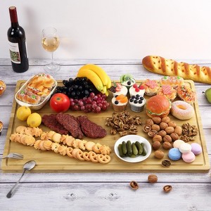 Large Bamboo Cutting Board, Wooden Cutting Board for Kitchen with Handles and Juice Groove, Chopping Board - 1 of 4