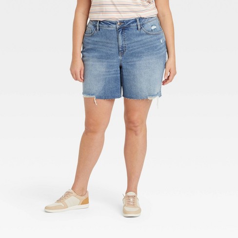 Women's Plus Size High-Rise Bermuda Jean Shorts - Ava & Viv™ - image 1 of 3
