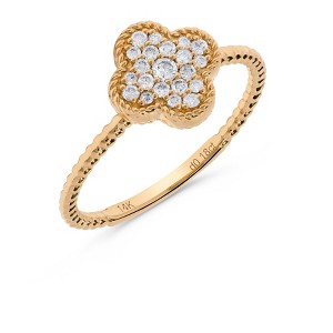 H.J. Namdar 0.18 ct tw Rope Edge Clover Diamond Ring 14K Gold Natural Diamonds - 1 of 4