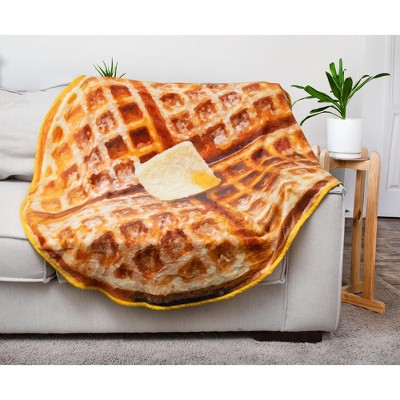 Round Waffle Design Fleece Throw Blanket