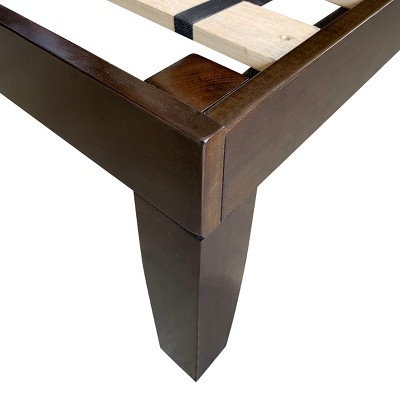 Espresso Finish Twin Size Solid Wood Bed Frame with Slats