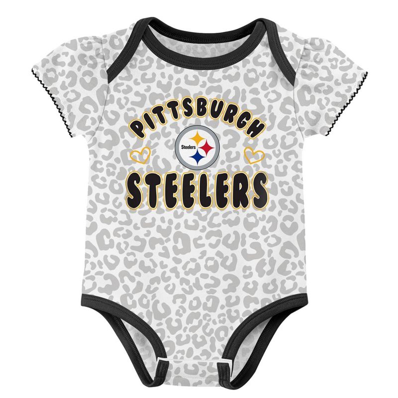 NFL Pittsburgh Steelers Baby Girls&#39; Onesies 3pk Set, 2 of 5