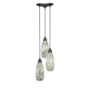 Toltec Lighting Europa 3 - Light Pendant in  Matte Black with 5.5" Natural Fusion Shade - 1 of 1