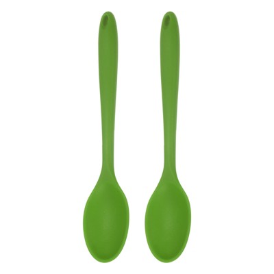 Unique Bargains Silicone Heat Resistant Cooking Utensil Mixing Spoons 2 Pcs