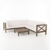 GDFStudio Keith Outdoor Acacia Wood 5 Seater Sectional Sofa Chat Set with Water-Resistant Cushions - 2 of 4