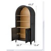 FONTOI Arched Shaped Cabinets, 3-Tier Arch-Top Cabinet with Doors, Arched Bookshelf with Open Display Shelf for Home, Black&Brown, 30.7"*63.2"*15.4" - 3 of 4