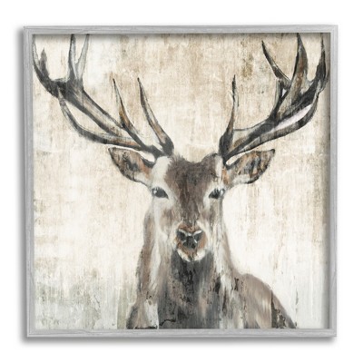 Stupell Industries Rustic Deer Elk Wildlife Portrait Framed Giclee Art