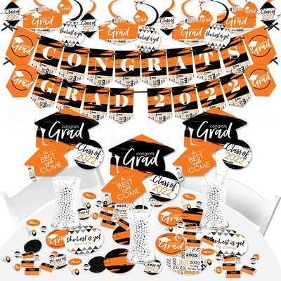 Big Dot of Happiness Orange Grad - Best is Yet to Come - 2022 Orange Graduation Party Supplies - Banner Decoration Kit - Fundle Bundle