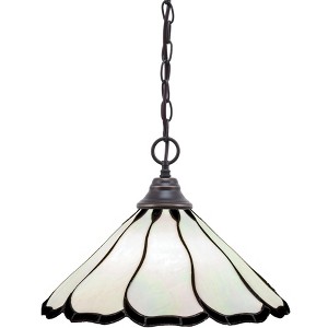 Toltec Lighting Any 1 - Light Pendant in  Dark Granite with 16" Pearl & Black Flair Art Glass Shade - 1 of 1