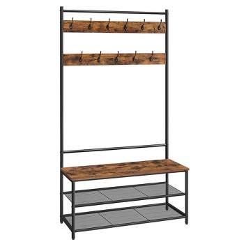 VASAGLE Hall Tree - Entryway Bench with Coat Rack and Shoe Storage