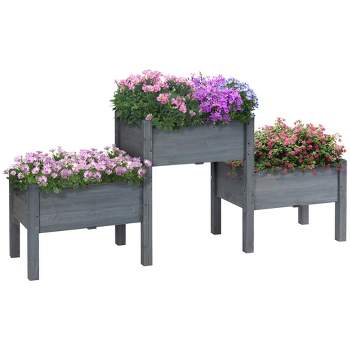 Outsunny 73" x 18" x 32" 3 Tier Raised Garden Bed w/ Three Elevated Planter Box, Freestanding Wooden Plant Stand for Vegetables, Herb and Flowers