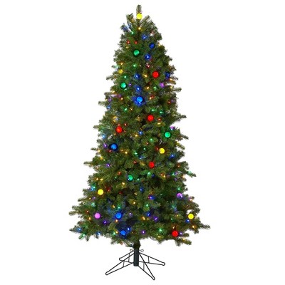 Nearly Natural 6.5' Montana Mountain Fir Prelit Led Multi Color Globe ...