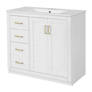Dexmalle 36'' Unique Surface Pattern Modern Bathroom Vanity with Ceramic Sink - 1 of 4