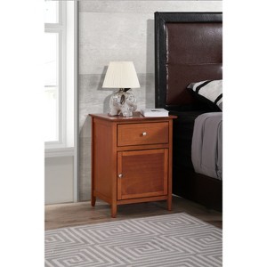 HomeStock Oak Nightstand 28x23x17 with Three Spacious Drawers, Contemporary Bedside Table for Bedroom Storage and Modern Decor - 1 of 4
