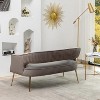 SEYNAR Modern 51'' Velvet Tufted Loveseat Open Back with Golden Metal Legs - 4 of 4