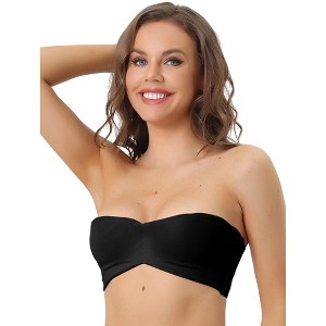 Allegra K Women's Underwire Lightly Soft Unpadded Breathable 3/4 Cup Strapless Bralettes - 1 of 4
