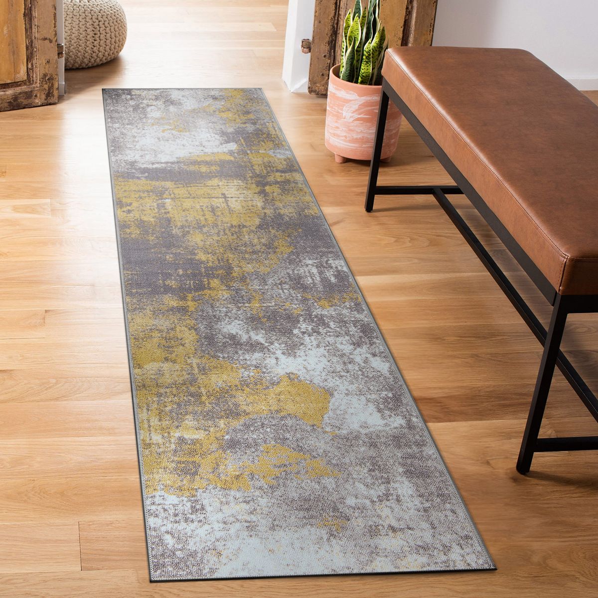 World Rug Gallery Contemporary Distressed Abstract Non Slip Area Rug: Stain & Fade-Resistant, Low Loop Pile - thumbnail 9