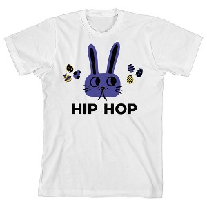 Bunny Bros Hip Hop Cartoon Bunny Crew Neck Short Sleeve Boys' White T-shirt - 1 of 3