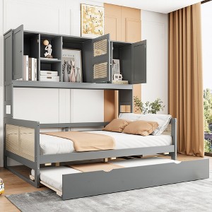 KIGFTSOD Wooden Daybed With Twin Size Trundle, and All-in-One Cabinet and Shelf - 1 of 4