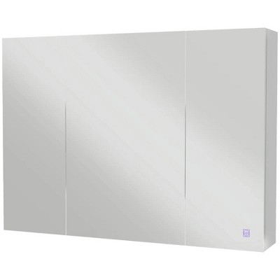 Resenkos Bathroom Mirror Cabinet with Light, Bathroom Storage Cupboard with USB Charge, Adjustable Shelf, White