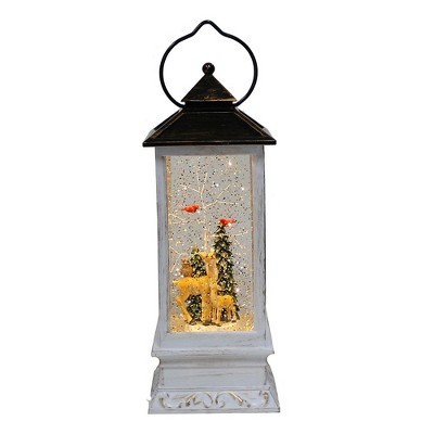 10-Inch White and Brown LED Deer and Tree Musical Lantern