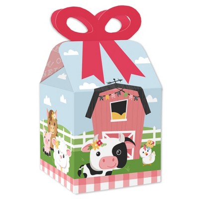 Big Dot Of Happiness Girl Farm Animals Square Favor Gift Boxes