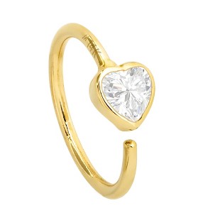 Jewelry Avalanche 20G 14K Gold Bezel Moissanite Heart Nose Hoop Ring - 1 of 4